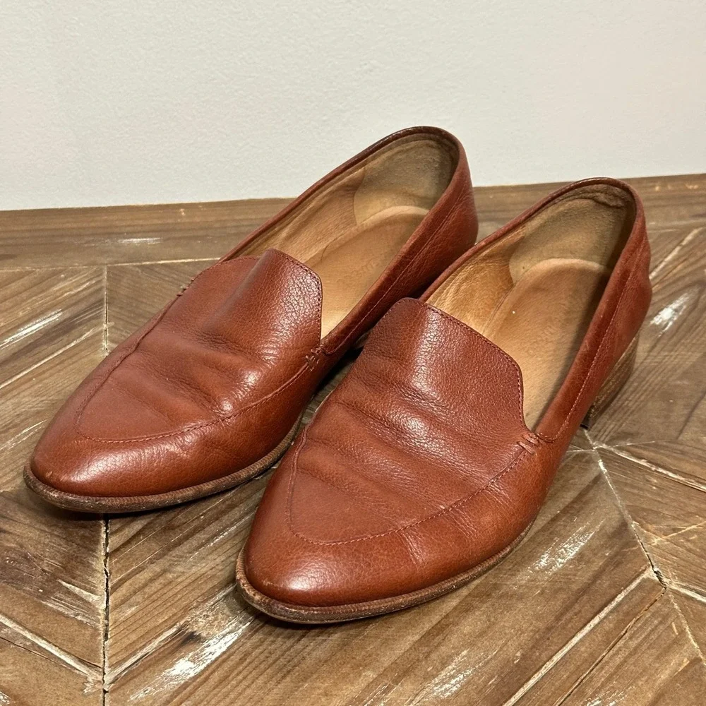 Madewell The Frances Loafer Pecan Brown Leather Pointed Toe Flat H2419 Women 8.5